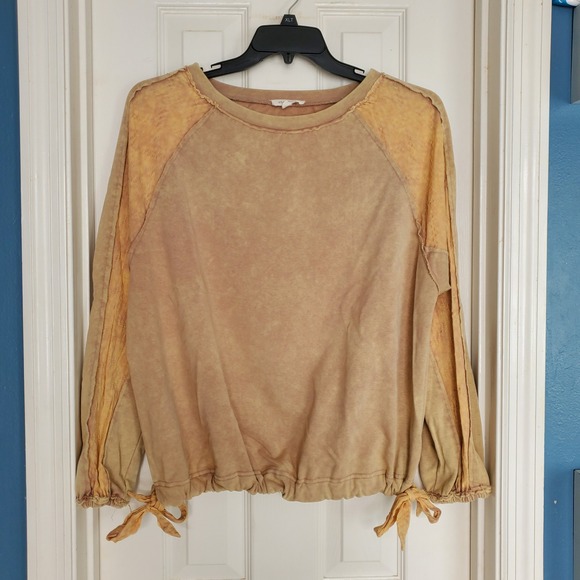 Oli & Hali Tan Tie Dye Lace Sleeve Sweatshirt Pullover Women's Size Medium - Picture 3 of 11